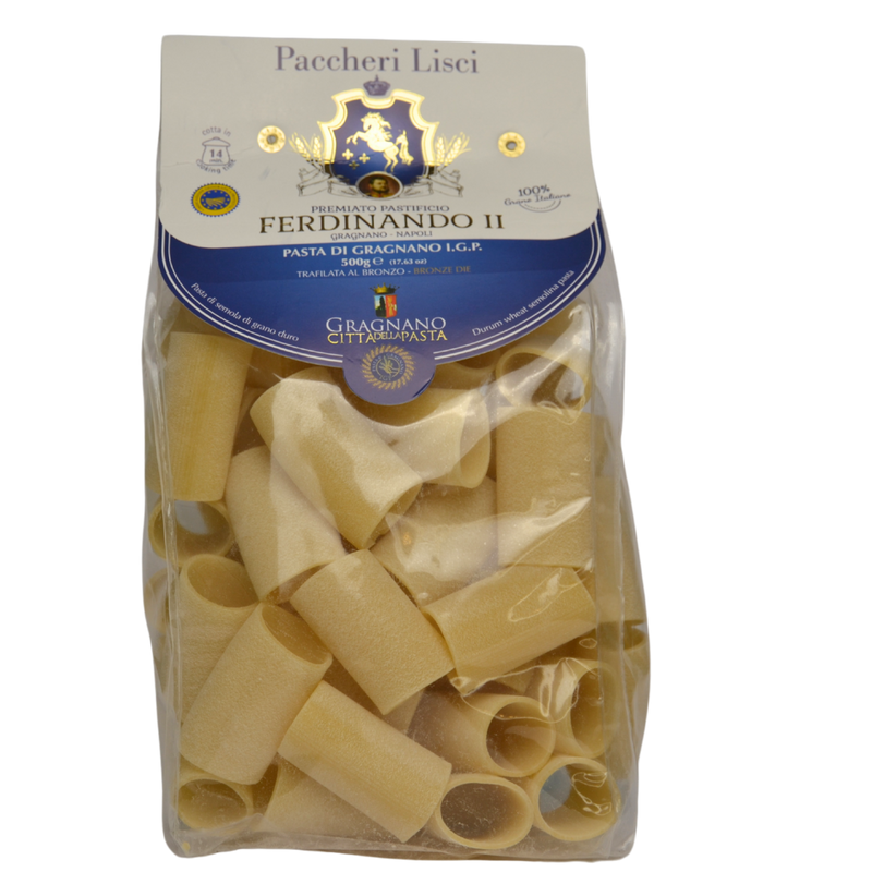 Paccheri lisci del premiato pastificio Ferdinando II di Gragnano IGP
