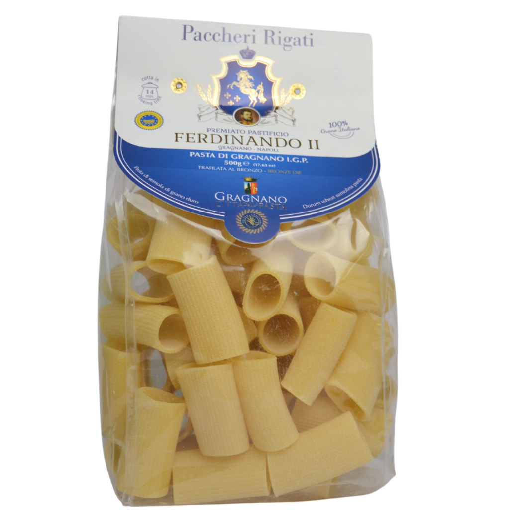 Paccheri rigati del premiato pastificio Ferdinando II di Gragnano IGP